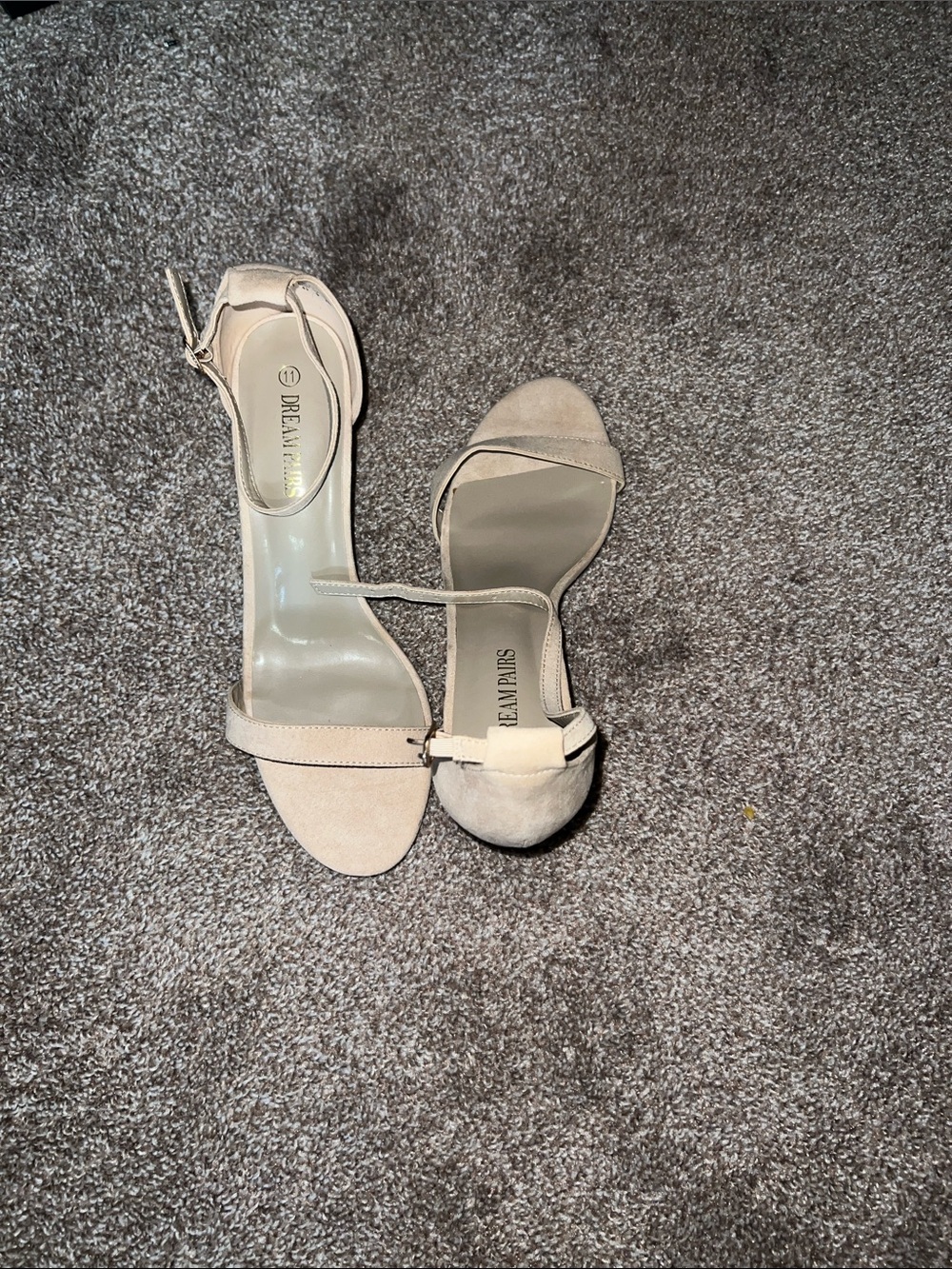 BRAND NEW Neutral Beige Suede Open-Toe Ankle-Strap Heels